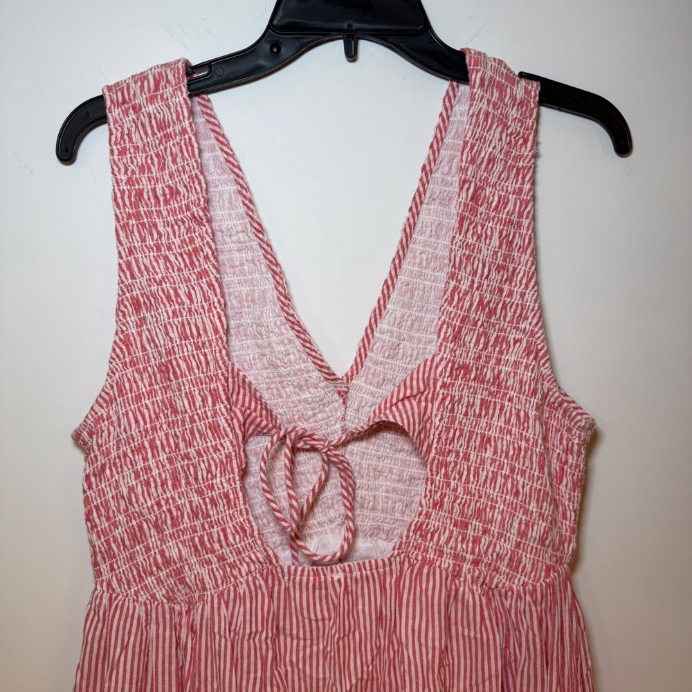 Free People Pink Striped 100% Cotten Tiered Maxi Dress - Picture 8 of 10